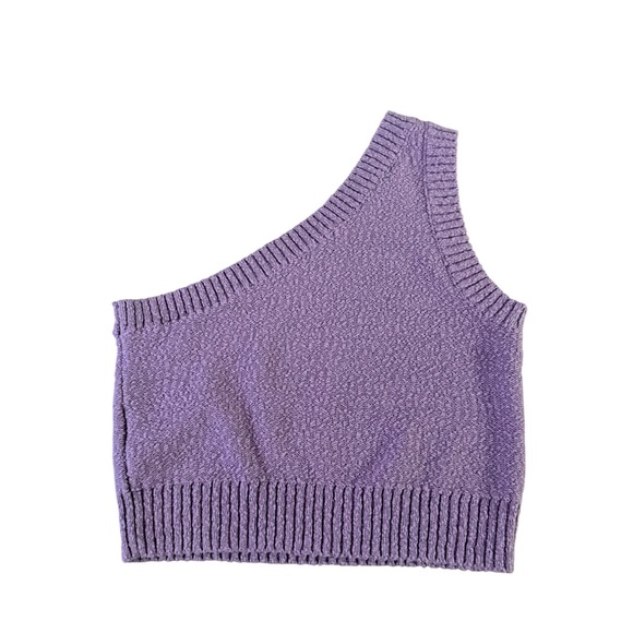 MADEWELL Textural Purple One-Shoulder Knit Top - Picture 8 of 10
